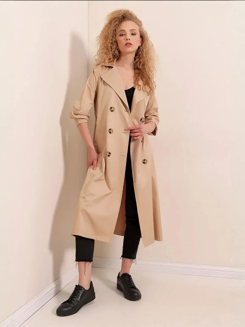 بيغ دارت معطف ترنش طويل بياقة مزدوجة من