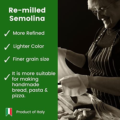 POLSELLI Italian Semola Flour, 11 lbs (5 kg), Fine Ground Semolina Rimachinata for Fresh Pasta, Bread, Durum Wheat, Product of Italy, - Image 4