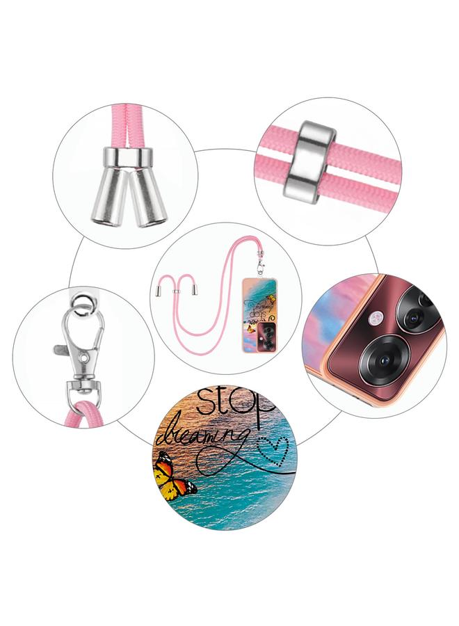 S-TOP Case For OPPO Reno11 F 5G Global Electroplating Pattern IMD TPU Shockproof Case with Neck Lanyard - Image 5