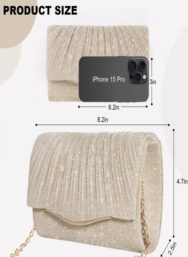 lovyoCoCo Clutch Purses for Women Formal Dressy Evening Bag Handbags Crossbody Bag for Wedding Cocktail Prom Party Elegance Charm (Champagne) - Image 3
