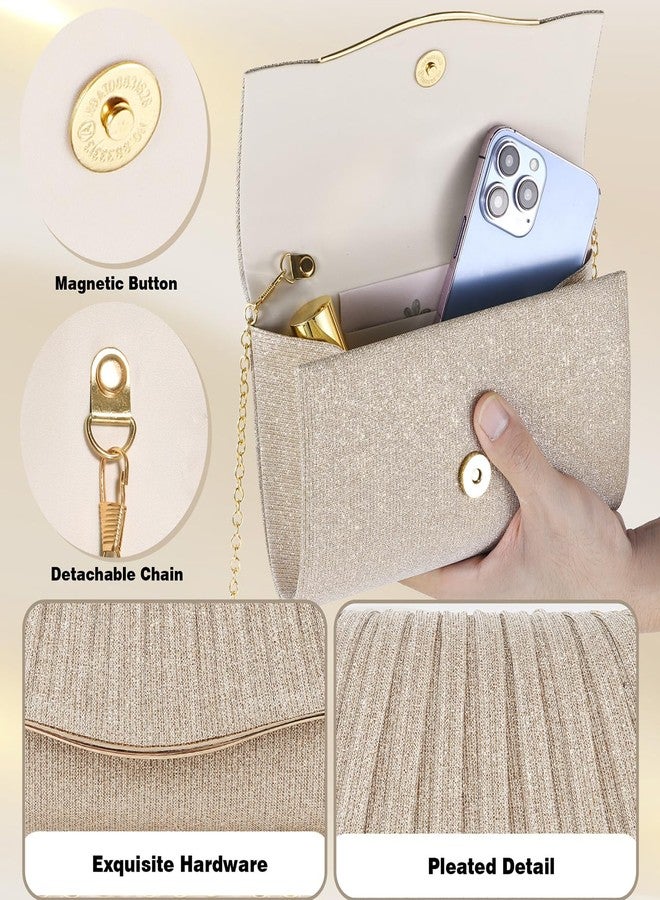 lovyoCoCo Clutch Purses for Women Formal Dressy Evening Bag Handbags Crossbody Bag for Wedding Cocktail Prom Party Elegance Charm (Champagne) - Image 5