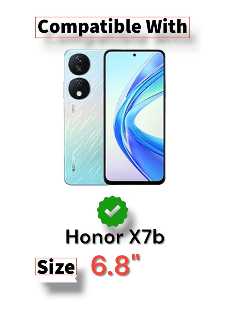 Generic - For Honor X7b Silicone Back Case with Leather Handle Wrist Strap , Kickstand Back Feature Landscape and Portrait , Magnetic Holder Compatible with X7b (6.8'') (Black) - Image 1