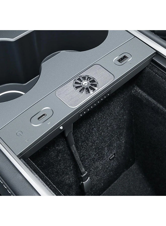 HPS Tesla USB Hub Docking Station with Retractable Charging Cables – Compatible with Tesla Model 3/Y Central Control Aromatherapy Expansion Dock – Type-C Phone Charger - Image 3