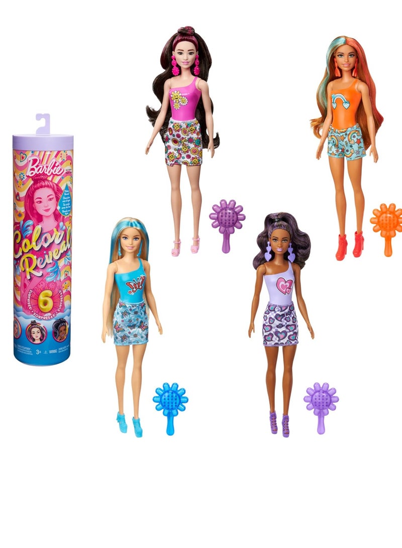 Barbie Color Reveal Rainbow-Inspired Series Doll & Accessories with 6 Surprises, Color-Change Bodice 1Piece Assorted Color - Image 1