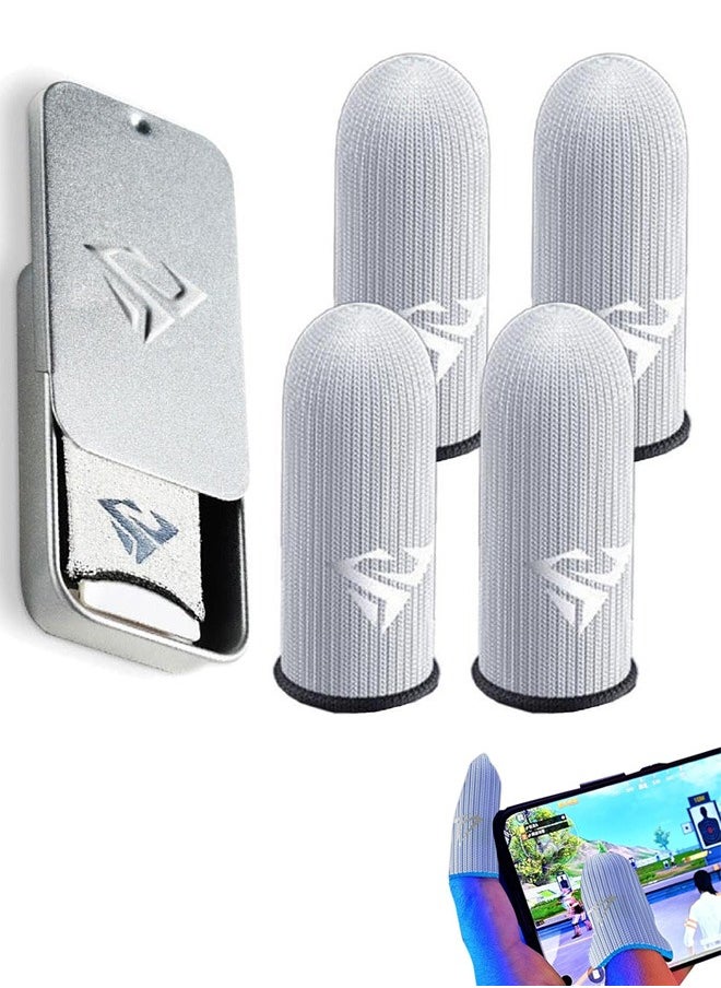 Beauenty 2-Pair Gaming Finger Sleeve with Box, Game Controller Finger Cover 0.3mm Ultra-thin Silver Fiber Seamless Breathable Thumbtip Sleeve Sweat Proof Gaming Finger Gloves Non-Scratch Finger Sleeve Game Accessory for PUBG/Cod/LOL/ROS  - Image 1