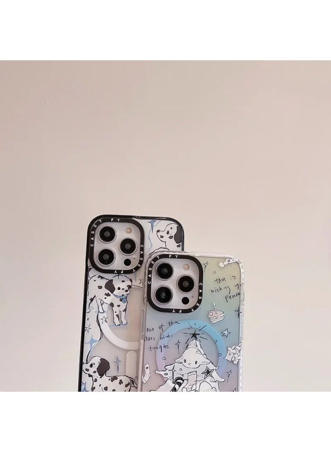 Magnetic Ai Le Animal City For Apple For Iphone15ProMax Phone Case 13/12 Drop-resistant 14pro Hard Cover-Color:Aile Animal City (pet Cafe) [magnetic Suction] Side Word Black Frame Hard Shell-Applicable Model:For Iphone15