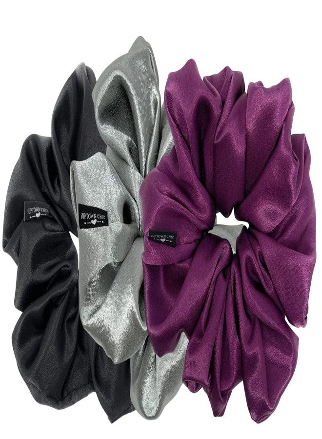اي اب تاون شيك ربطات شعر ساتان كبيرة الحجم من Iuptown Chic للنساء والفتيات، تمنع التجعد، وتثبت الشعر أثناء النوم، وربطات مطاطية كبيرة لتسريحة ذيل الحصان والكعكة، وربطات شعر ساتان لمنع التكسر (عبوة من 3 قطع). - Image 1