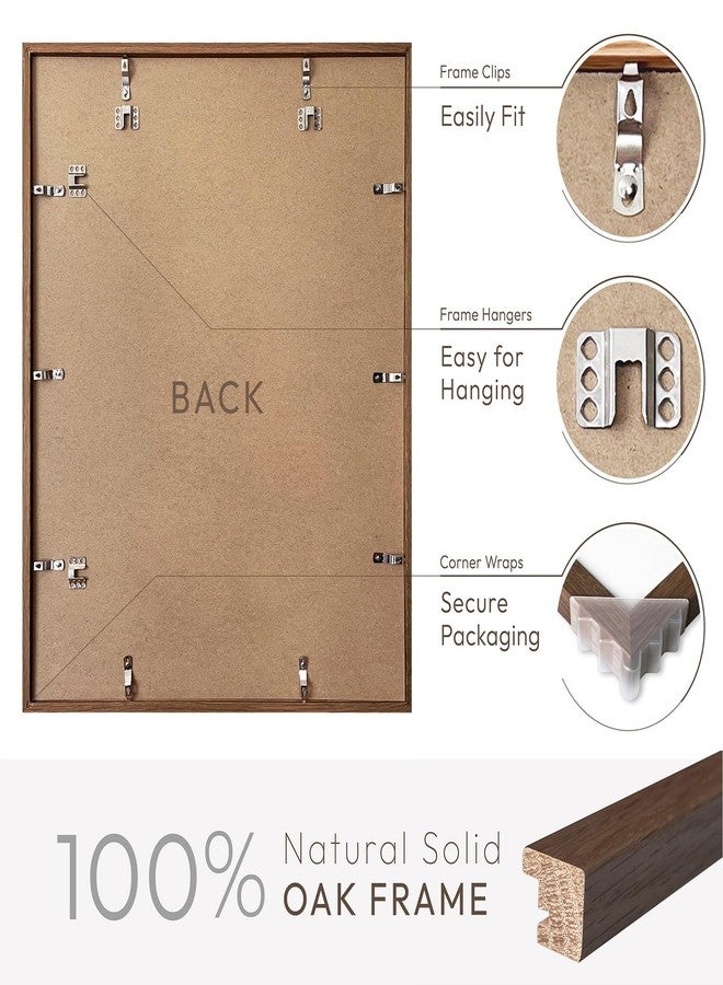 wallwisy 16x20 Picture Frame, Solid Oak 16 x 20 Picture Frame with Mat, 16x20 Natural Wood Frame for Wall Art Photo, (Walnut Set of 1) - Image 4