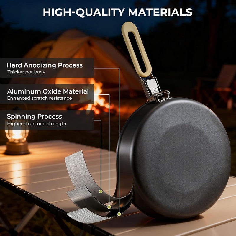 Alocs Camping Cookware Set - Lightweight Non-Stick Pots and Pans with Kettle for Outdoor Cooking - Image 5