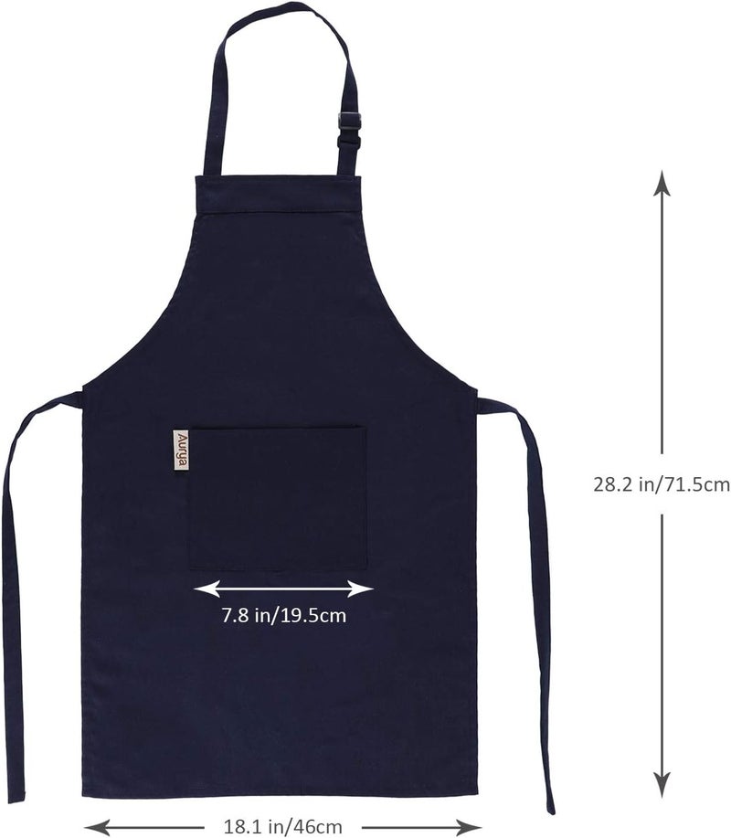Aurya Kids Apron and Chef Hat Set-Adjustable Child Apron for Boys and Girls for Cooking Baking Dark Blue - Image 4