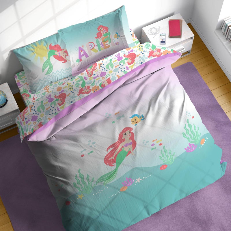 Sunny Side Up Disney The Little Mermaid Full Comforter Set  7 Piece Kids Bedding Includes Comforter Sheets  Pillow Cover  Super Soft Ariel Microfiber Bed Set