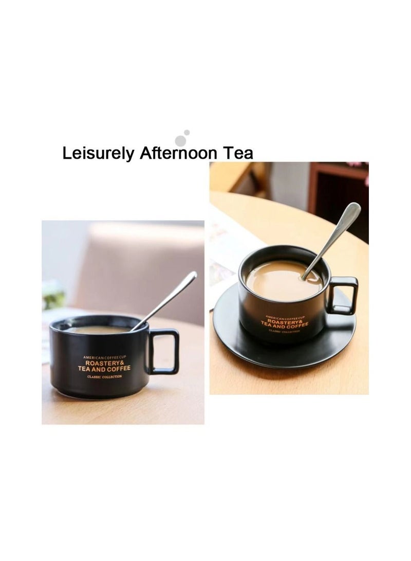 1 Piece Ceramic Mug With Spoon And Porcelain Plate，Simple And Retro - Image 3