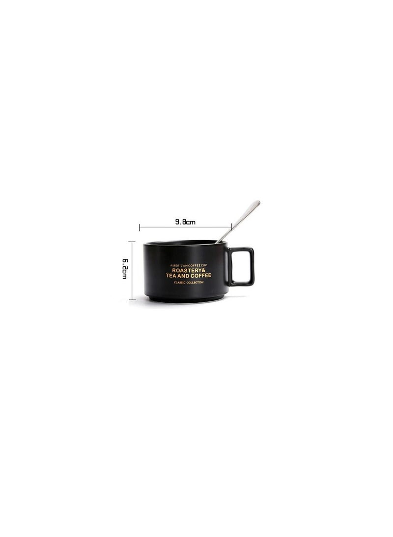 1 Piece Ceramic Mug With Spoon And Porcelain Plate，Simple And Retro - Image 4