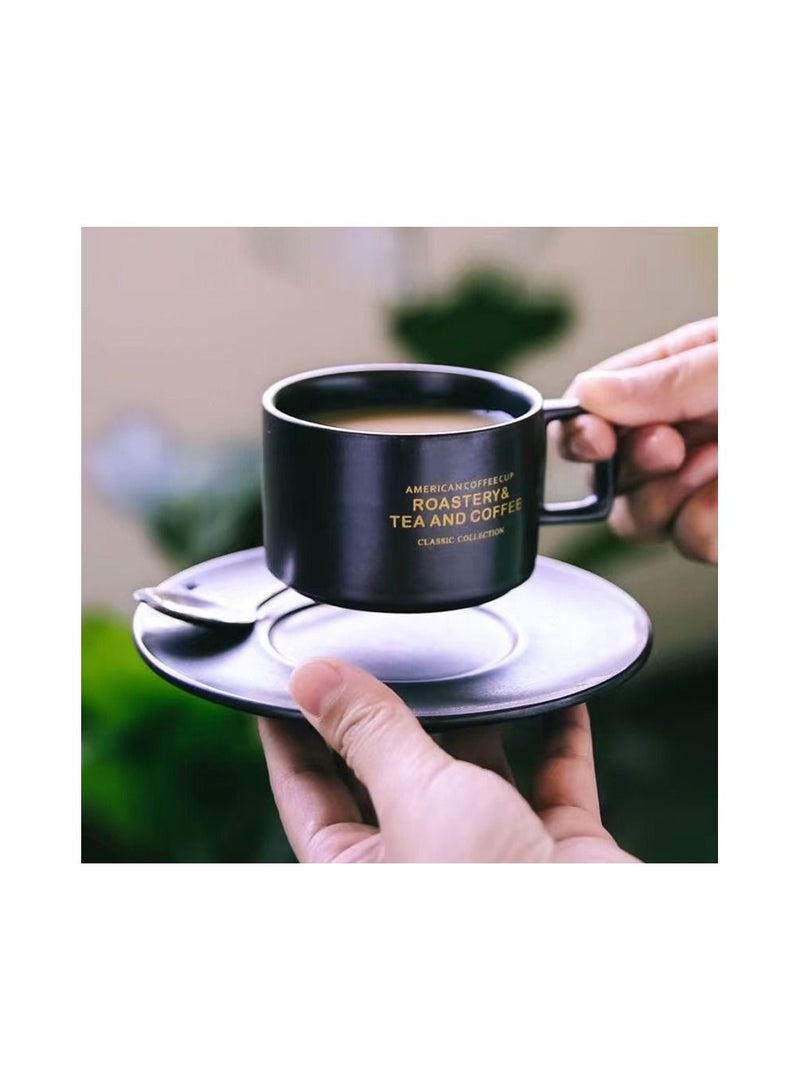 1 Piece Ceramic Mug With Spoon And Porcelain Plate，Simple And Retro - Image 5