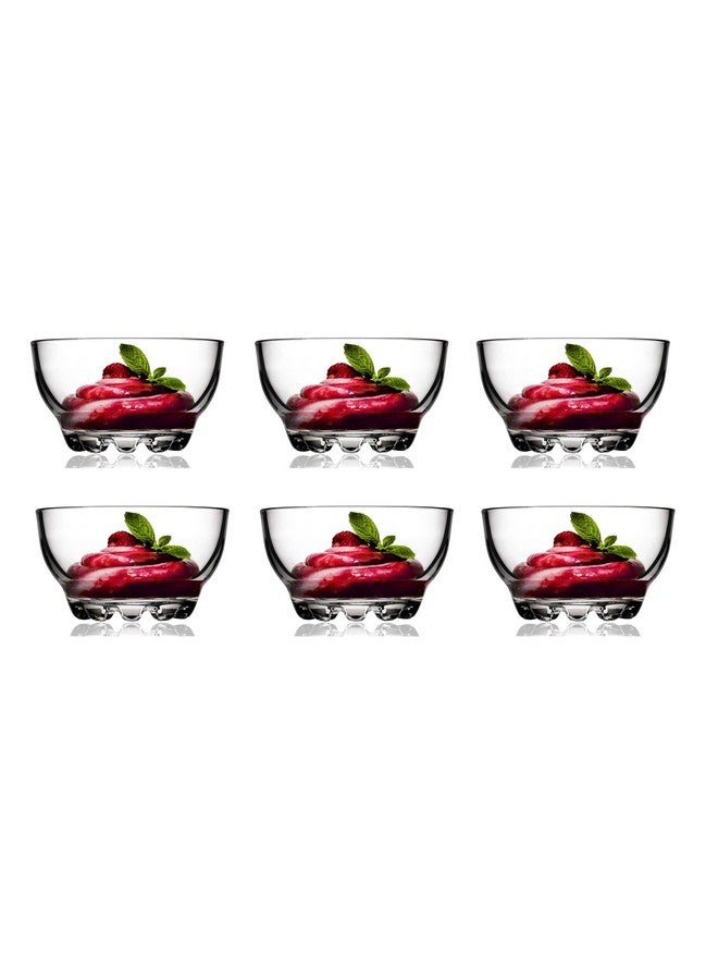 Homies HOMIES, Set of 6 Pieces, Glass, Lotus Bowls for Kitchen Prep, Dessert, Snack, Cereal, Fruit, Nuts, 150 ml Capacity, Clear  - Image 1