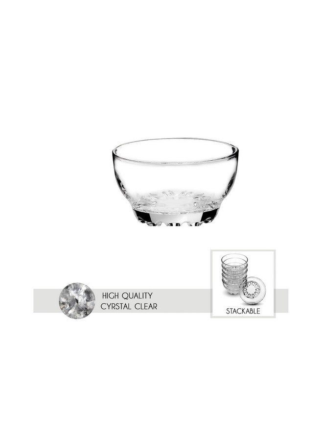 Homies HOMIES, Set of 6 Pieces, Glass, Lotus Bowls for Kitchen Prep, Dessert, Snack, Cereal, Fruit, Nuts, 150 ml Capacity, Clear  - Image 3