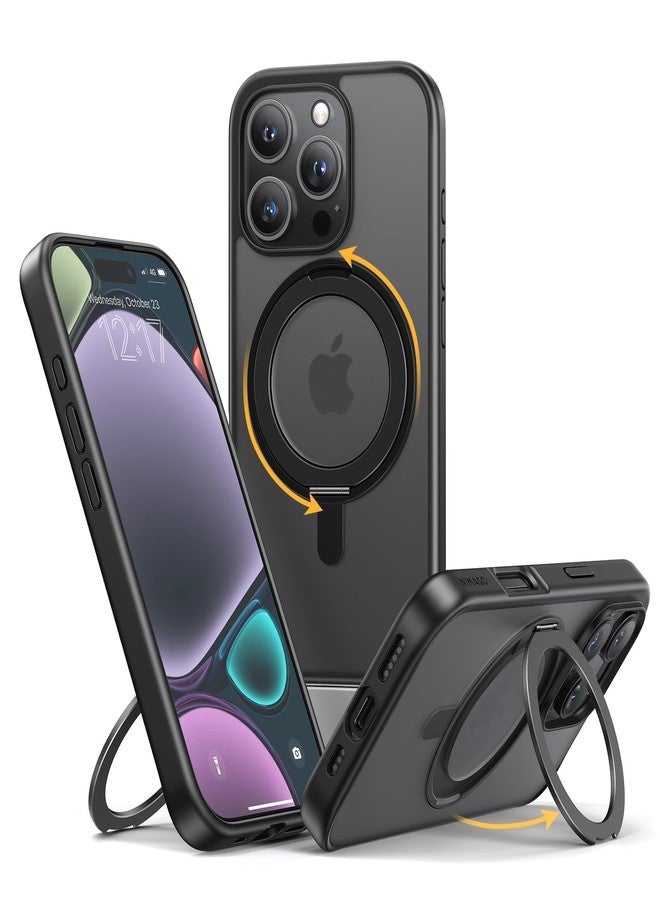 NIMASO for iPhone 16 Pro Max Case with 360° Spin Magnetic Stand, Compatible with MagSafe, Shockproof Military-Grade Protection Cover, Anti-Yellowing Phone Case for iPhone 16 Pro Max (6.9 inch), Black - Image 1
