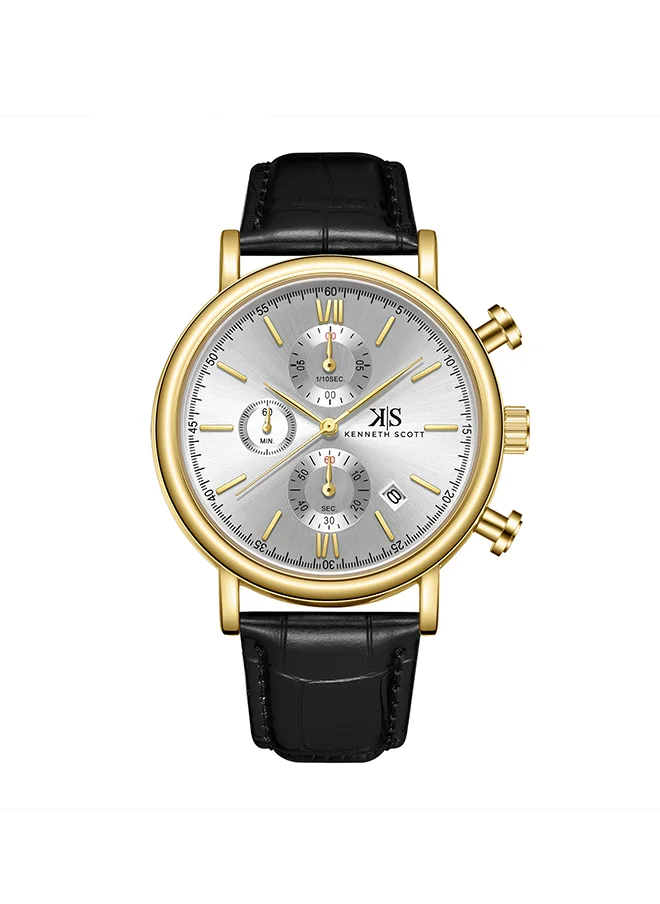 كينيث سكوت Kenneth Scott Men's White Dial Chrono & Multi Function Watch - K23151-GLBW