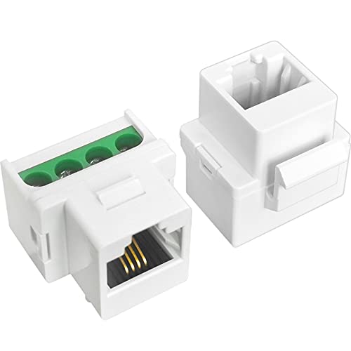 NECABLES 2Pack RJ11 Screw Jack CAT3 Telephone Keystone Jack with Screw Terminal on Breakout Board 4 Screws to RJ11 6P4C Female White - Image 5