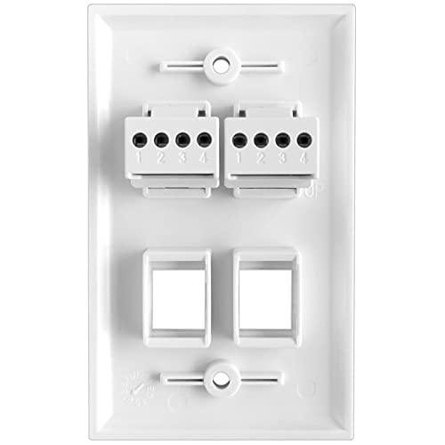 NECABLES 2Pack RJ11 Screw Jack CAT3 Telephone Keystone Jack with Screw Terminal on Breakout Board 4 Screws to RJ11 6P4C Female White - Image 4
