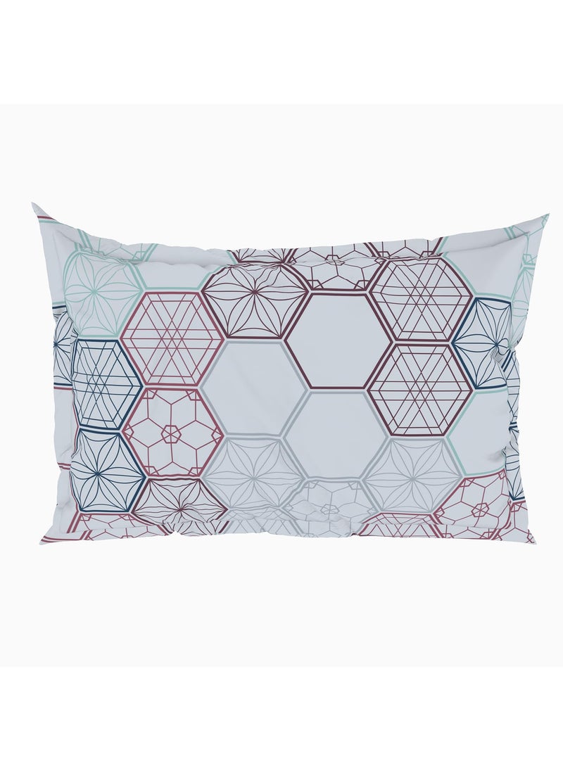 SPACES Spaces 100 Cotton Double Bedsheet 228 Cm X 274 Cm 43 Cm X 68 Cm 144 Tc Percale Geometric Bedsheet Pillow Covers Set Light Grey Geoscape  - Image 5