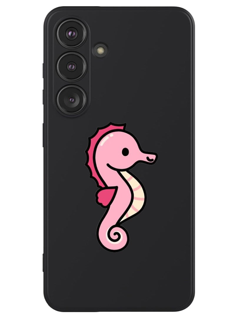 Theodor Protective Slim Fit Case Liquid Silicone Cover with Full Body Protection Anti-Scratch Shockproof Case For Samsung Galaxy S24 Plus (Black) - Seahorse - Image 1