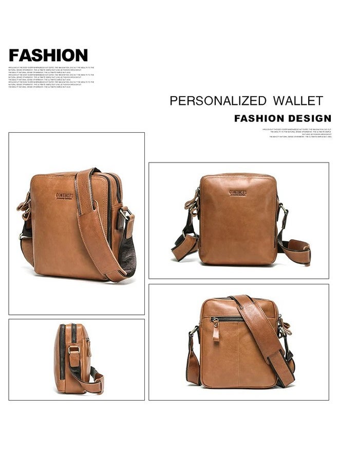 CONTACTS Contacts Men's and Women's Genuine Leather Messenger/Crossbody/Sling Bag (Tan) Compatible with I PAD & Mini Laptop or Tablet upto 9 Inches - 09  - Image 2