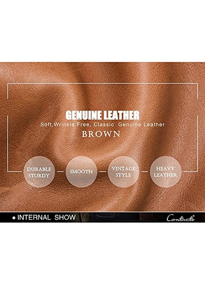 CONTACTS Contacts Men's and Women's Genuine Leather Messenger/Crossbody/Sling Bag (Tan) Compatible with I PAD & Mini Laptop or Tablet upto 9 Inches - 09  - Image 5