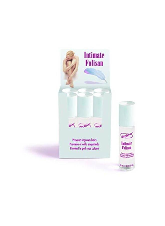 Depileve Intimate Folisan Post Wax Gel Rollon applicator Prevents Razor Burn Razor Bumps and ingrown Hair Ideal for Hardto Reach Areas Includes Six 10ml roll ons - Image 1