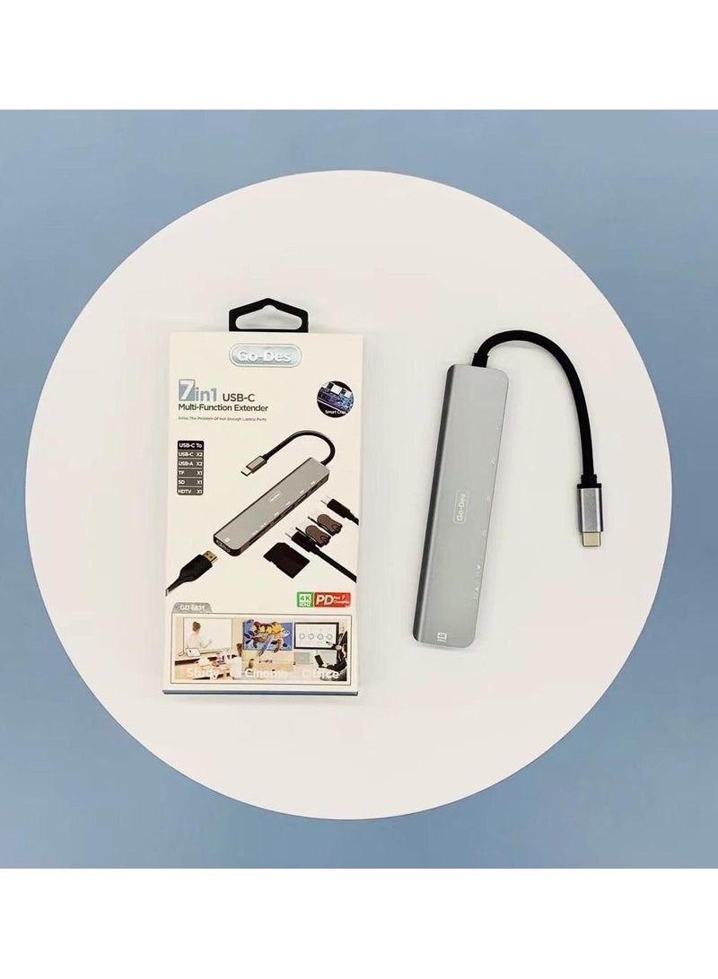 GoDEX USB C Adapter with Type C Charging Port, Ethernet Port, For Mat Book. - Image 1