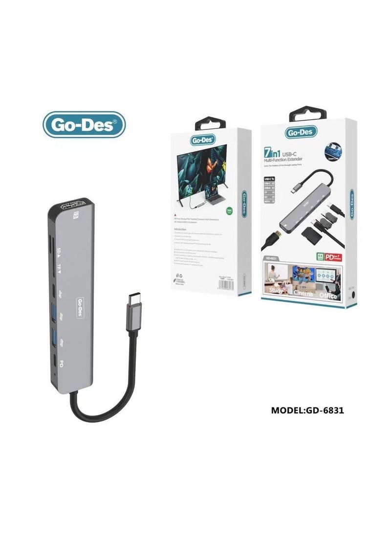 GoDEX USB C Adapter with Type C Charging Port, Ethernet Port, For Mat Book. - Image 3