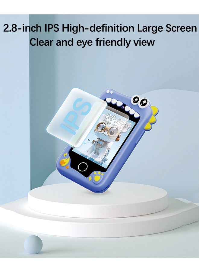 ألعاب الهواتف الذكية للأطفال للبنات والفتيان ، لعب الكاميرا 3-10 سنة مع كاميرا مزدوجة ، ألعاب التعلم التعليمي الألغاز MP3 مشغل الموسيقى هدايا عيد ميلاد للأطفال البنات والفتيان / عيد ميلاد لعب هدية الديناصور لطيفة للأطفال 3 4 5 6 7 8 سنة (بطاقة SD زرقاء / 8 جيجا بايت) - Image 3