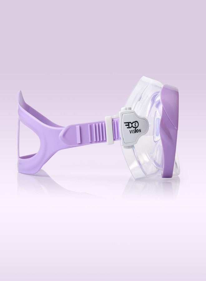 EXP VISION قناع سباحة للأطفال مزود بأنبوب تنفس، قناع غوص بانورامي 180 درجة للأطفال، نظارات سباحة مضادة للضباب مع غطاء للأنف، نظارات غطس للشباب للغطس والغوص والسباحة (بنفسجي) - Image 5