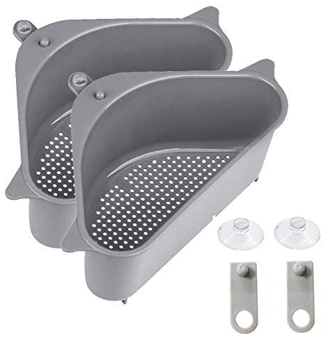 Pavityaksh Sink Basket Strainer, Multi-Functional Kitchen Triangle Drain Sink Storage Rack, Corner Shelf Sink Sponge Holder (2 Pack) - Image 1
