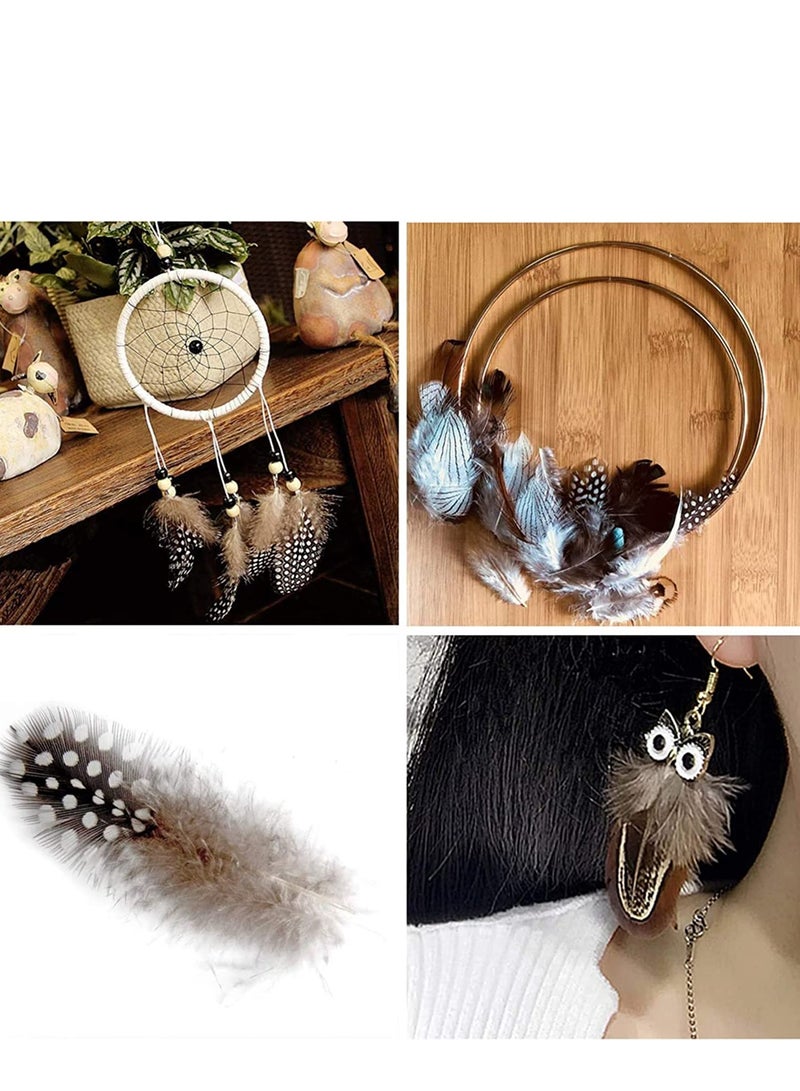 Excefore Brown Feathers, 350pcs Natural Speckled Feathers for DIY Dream Catcher Crafts, costumes, hats handicrafts, home decor, DIY decoration (Length 2-3.2") - Image 4