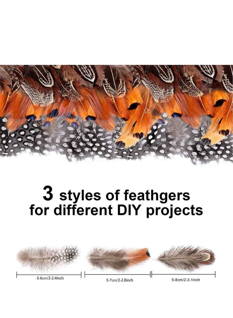 Excefore Brown Feathers, 350pcs Natural Speckled Feathers for DIY Dream Catcher Crafts, costumes, hats handicrafts, home decor, DIY decoration (Length 2-3.2") - Image 2