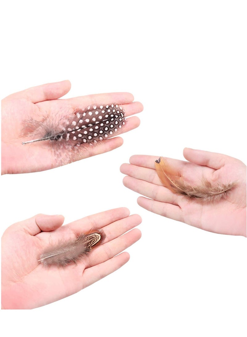 Excefore Brown Feathers, 350pcs Natural Speckled Feathers for DIY Dream Catcher Crafts, costumes, hats handicrafts, home decor, DIY decoration (Length 2-3.2") - Image 3