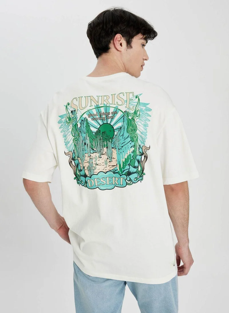 DeFacto Comfort Fit Crew Neck Printed T-Shirt