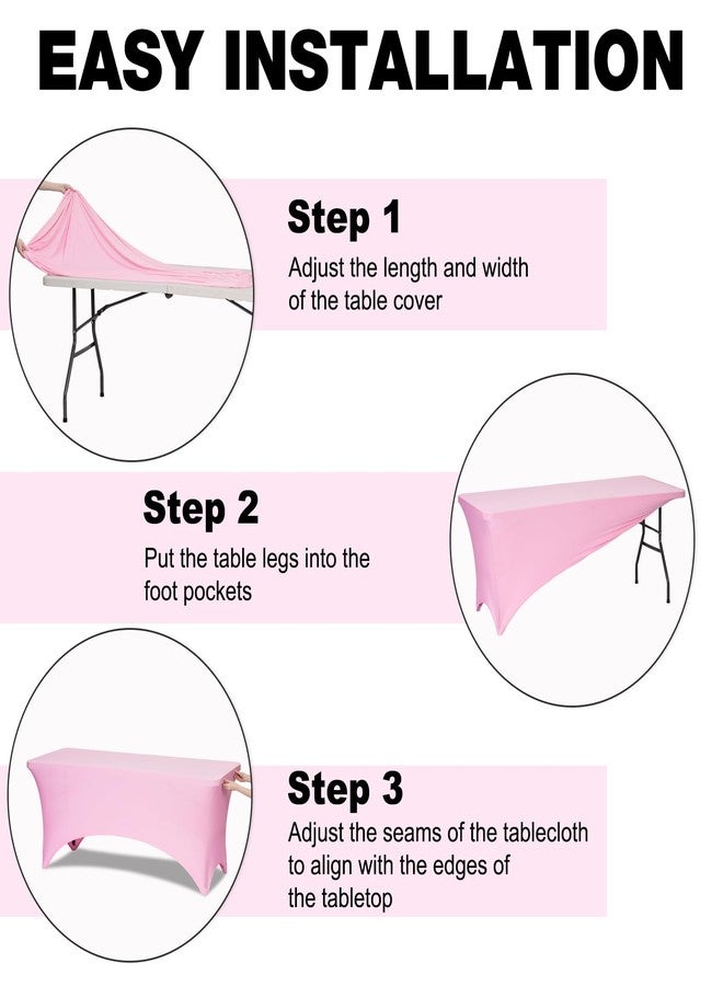 Trlyc 2 Pack 6FT Spandex Table Cloth - 72 x 30 Inch Rectangular Stretch Tablecloth, Wrinkle Resistant Scretch Table Cover for Wedding, Party, Banquet, Picnic, Outdoor Decoration (2Pcs,Pink) - Image 5