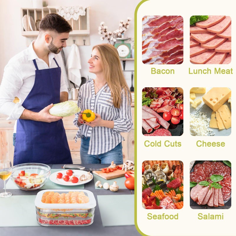 Cecnamt Stackable Deli Meat Container with Drainage Groove and Silicone Lid, Clear Refrigerator Storage Containers for Lunch Meats, Cold Cuts, Bacon, Cheese, BPA Free - 1 Layer - Image 4