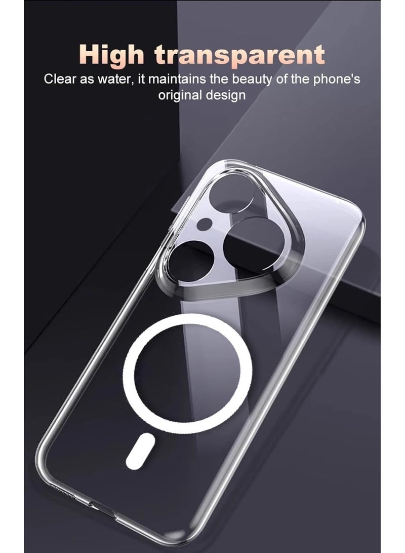 Techie Huawei Pura 80 5G Case with MagSafe – Slim, Anti-Yellowing Transparent Back Cover with Camera Lens Protection, Magnetic Holder Wireless Charging Compatible - Clear - Image 2