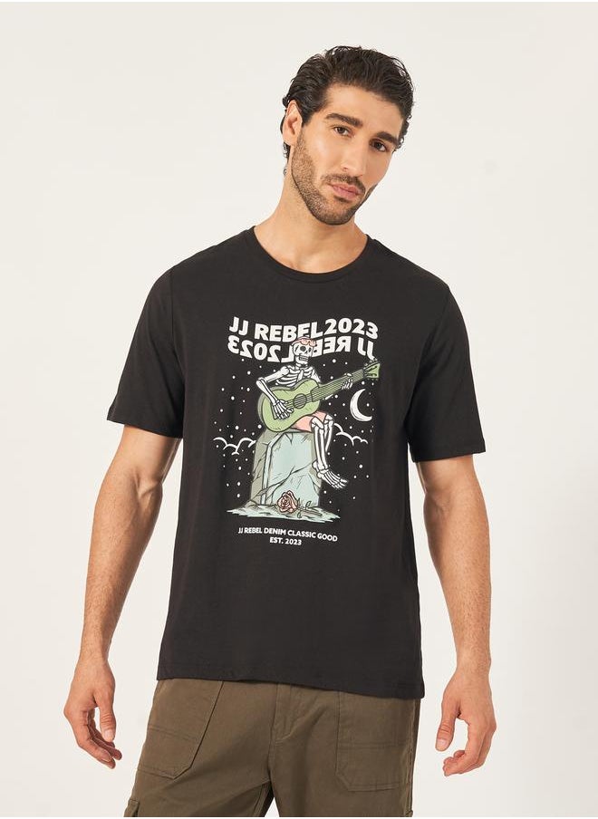 JJ Rebel by Jack & Jones Crew Neck Graphic Print T-Shirt  - Image 1