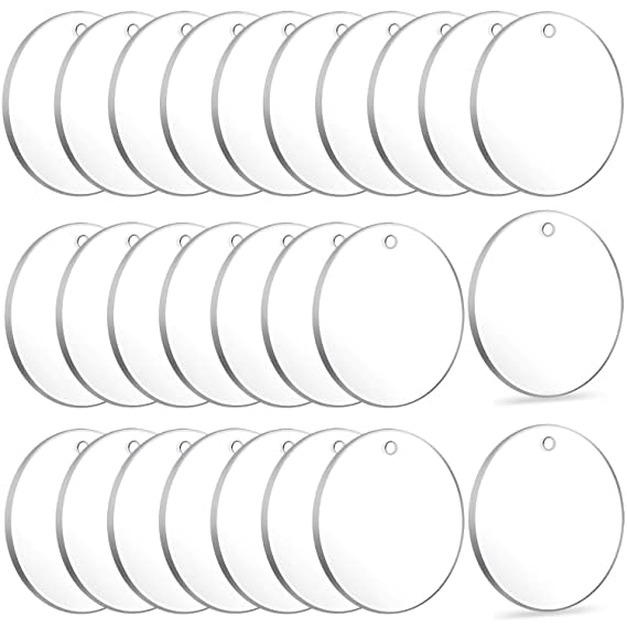 GENESIS ARTS Acrylic Keychain Blanks Clear Keychains Transparent Circle Discs Acrylic Blanks Keychain Bulk for DIY Keychain Crafting and Vinyl Projects 2 inch Clear Pack of 50