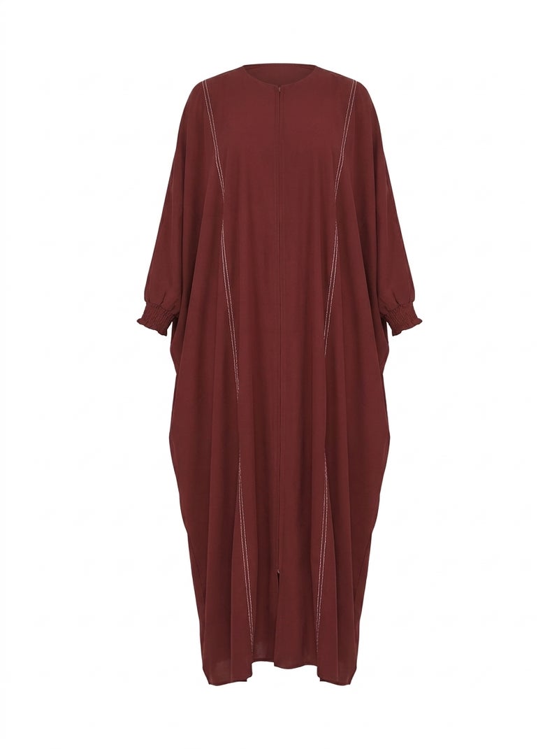 Elegant Women's Abaya with Wide Cut and Side Embellishments, HAVAN Color, Suitable for Daily & Formal Occasions - Image 5