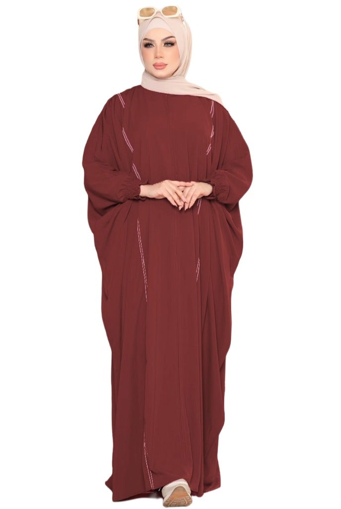 Elegant Women's Abaya with Wide Cut and Side Embellishments, HAVAN Color, Suitable for Daily & Formal Occasions - Image 2