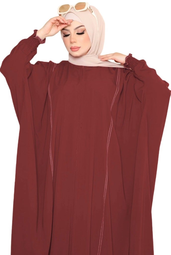 Elegant Women's Abaya with Wide Cut and Side Embellishments, HAVAN Color, Suitable for Daily & Formal Occasions - Image 1