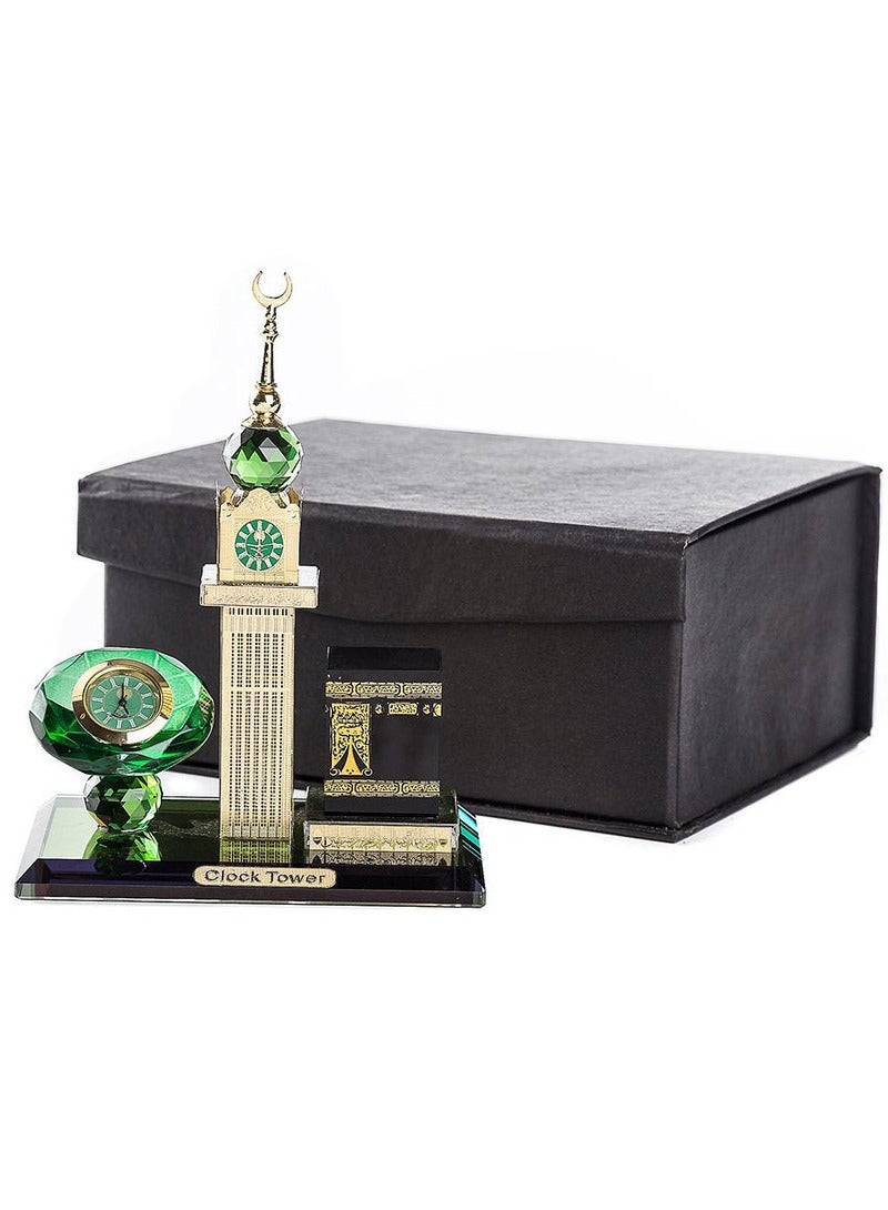 Muslim Kaaba Clock Tower Glass Model for Car Ornament Home or Office Table Decoration with Clock - Image 2