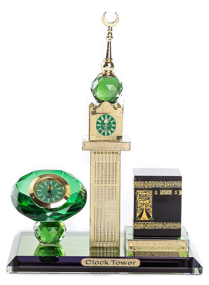 Muslim Kaaba Clock Tower Glass Model for Car Ornament Home or Office Table Decoration with Clock - Image 4