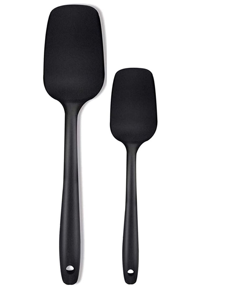 TASKHOUSE Silicone Spatula Set of 2 Food Grade Seamless Spatulas for Cooking, Baking & Mixing (Black) - Image 1