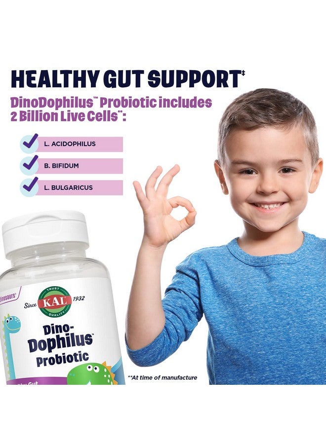 KAL DinoDophilus Probiotics for Kids, Kids Probiotic with 2 Billion CFU, Chewable Kids Probiotics with Natural Black Cherry Flavor for Gut Health and Digestion Support, 60 Servings, 60 Chewables - Image 3